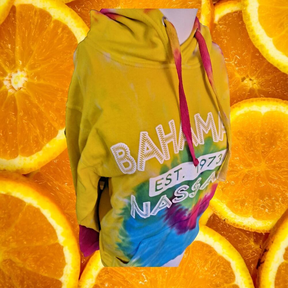Luxe Bahamas Nassau EST 1973 Tie Dye Hoodie Sweatshirt Size Small